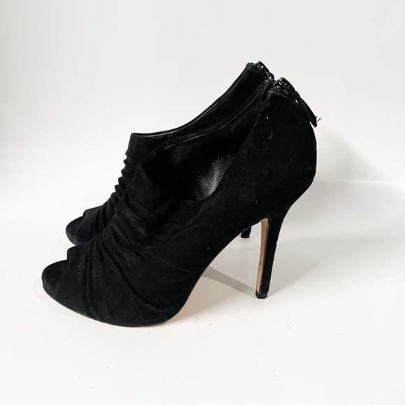 Saks Fifth Avenue Shoes - Saks Fifth Avenue Suede Alexandra  Peep Toe booties size 7